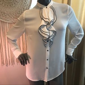 White House Black Market Ruffled Blouse